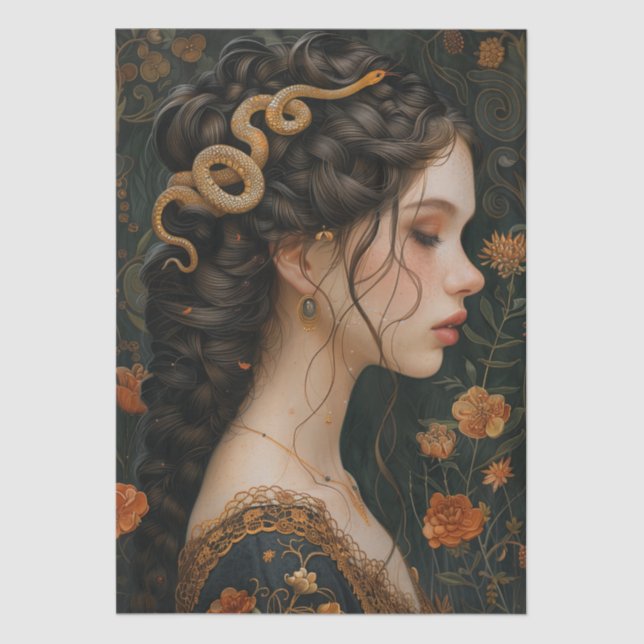 Victorian Era Lady Snake Headdress Decoupage Tissue Paper (Front)