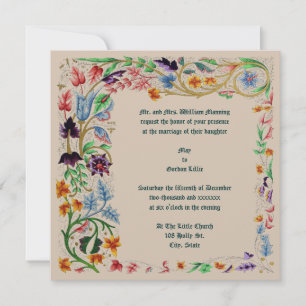 Victorian Era Medieval Style Floral Foliage Invitation