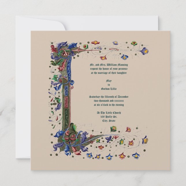 Victorian Era Medieval Style Invitation (Front)