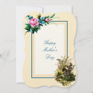 Victorian Era Nest & Flowers Mother's Day Card