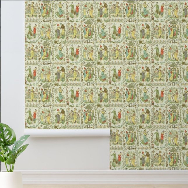 Victorian Era Nursery Rhyme Pattern Walter Crane Wallpaper (Creator Uploaded)