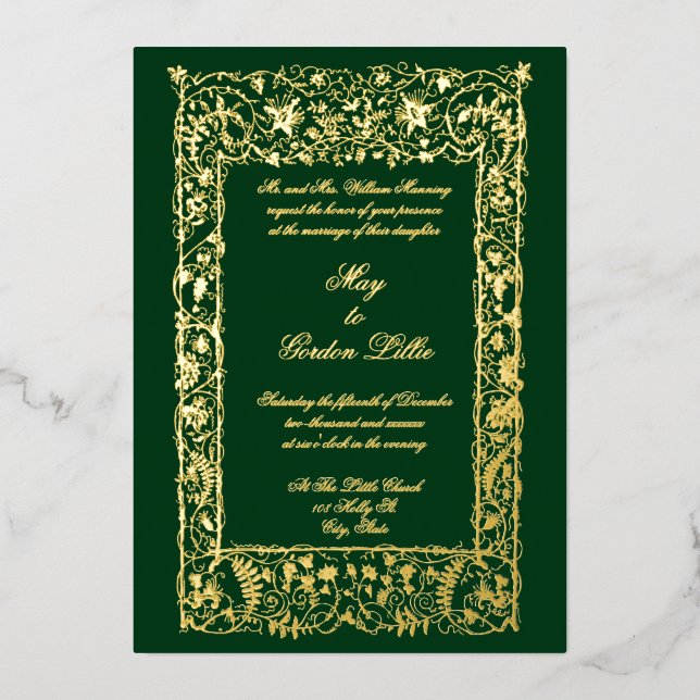 Victorian Era Ornate Botanical Border Wedding (Front)