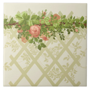 Victorian Era Pink Pose Trellis Frieze Tile