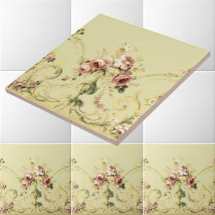 Victorian Era Rose Bouquet Frieze Pattern Tile
