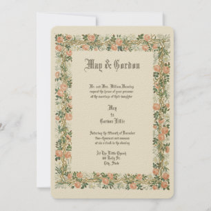 Victorian Era Rose Floral Border Wedding Invitation