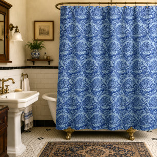Victorian Era Sailing Ships Under Stars Pattern Shower Curtain