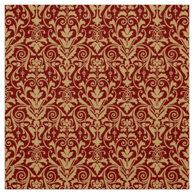Victorian Era Scrolling Floral Foliage Pattern Fabric (Swatch)