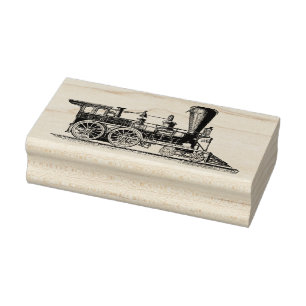 Victorian Era Steam Engine Locomotive Train Rubber Stamp