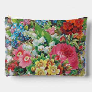 Victorian Era Valentine's Card, Floral Bouquet Accessory Pouch