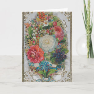 Victorian Era Valentine's Card, Floral Bouquet Card