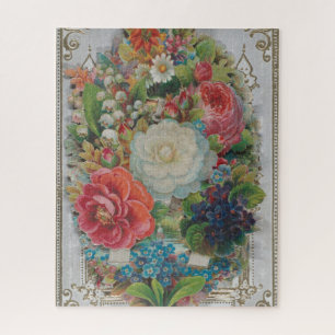 Victorian Era Valentine's Card, Floral Bouquet Jigsaw Puzzle