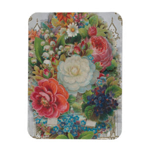 Victorian Era Valentine's Card, Floral Bouquet Magnet