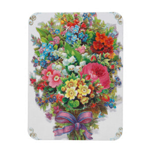 Victorian Era Valentine's Card, Floral Bouquet Magnet