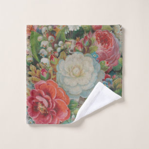 Victorian Era Valentine's Card, Floral Bouquet Wash Cloth