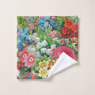 Victorian Era Valentine's Card, Floral Bouquet Wash Cloth