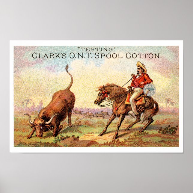 Victorian Era Western Rodeo Spool Advertisement Poster (Front)