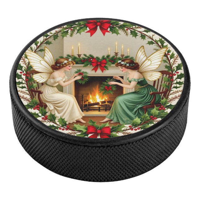 Victorian Fairies Christmas Spirirt Hockey Puck (3/4)