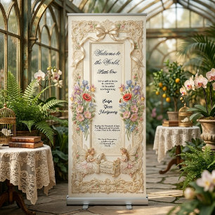 Victorian Fairy Baby Shower Welcome Retractable Banner
