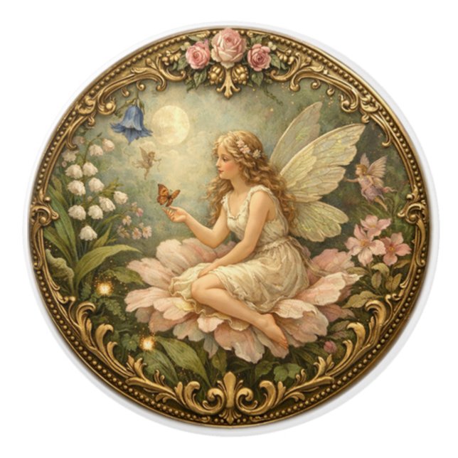 Victorian Fairy Floral Knob  (Front)