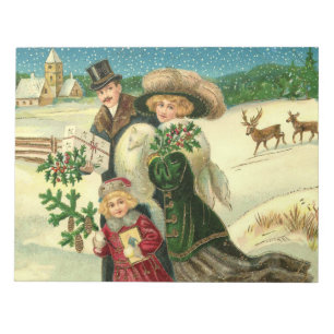 Victorian family in the snow Christmas scene Notepad
