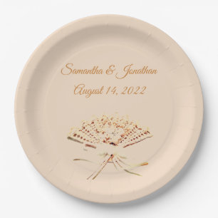Victorian Fan Themed Catholic Wedding Paper Plate
