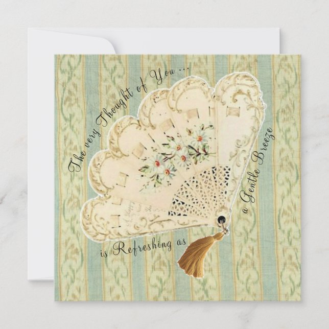 Victorian Fan Thinking of You Card (Front)