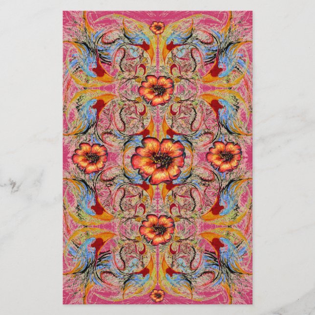 Victorian Fantasy Floral Scrapbook Craft Paper (Front)