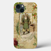 Victorian Father Christmas Floral Ephemera