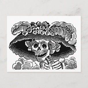 Victorian female skull skeleton José Posada Postcard