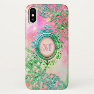 Victorian filigree opal gem pink teal iPhone x case