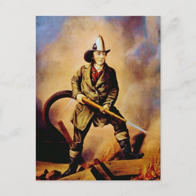 Victorian Firefighter "The American Fireman" Postcard (Front)