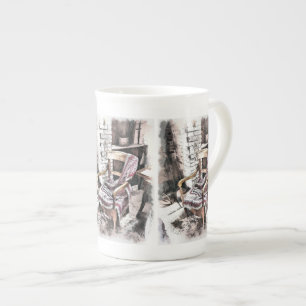 VICTORIAN FIRESIDE CHAIR BONE CHINA MUG