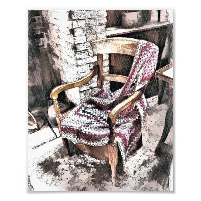 VICTORIAN FIRESIDE CHAIR PHOTO PRINT (Front)