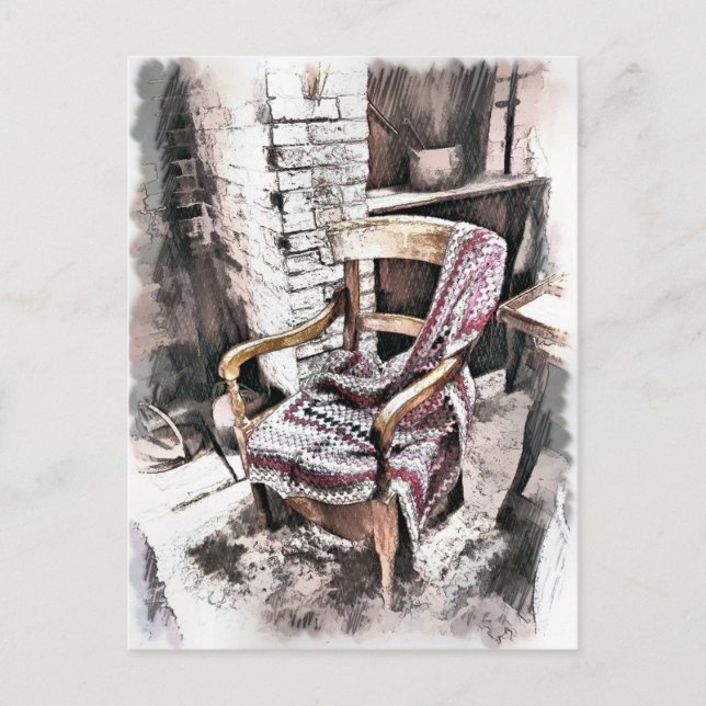 VICTORIAN FIRESIDE CHAIR POSTCARD (Front)