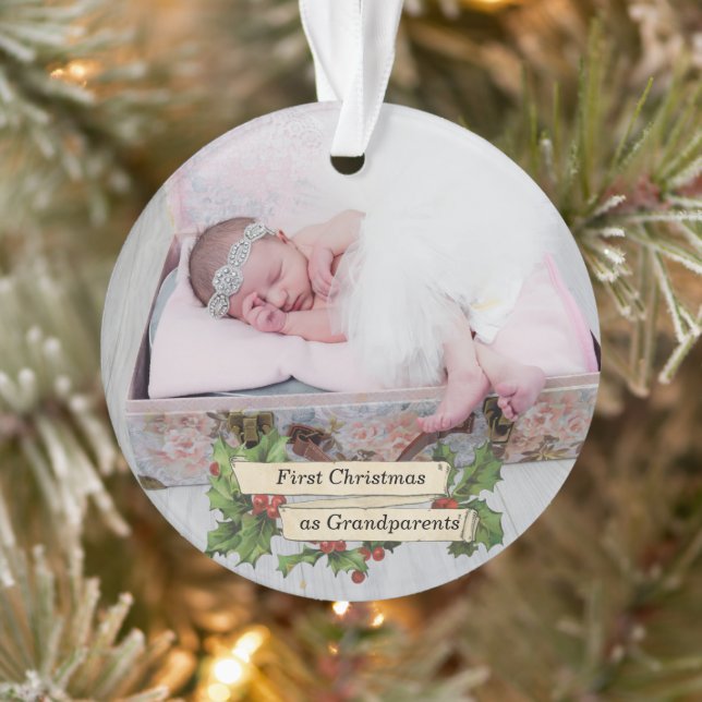 Victorian First Christmas as Grandparents - Photo  Ornament (Tree)