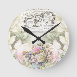 Victorian Floral,  Advertising Ephemera Round Clock