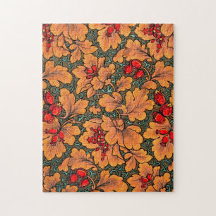 Victorian Floral and Leaf Pattern Nature Art Jigsaw Puzzle