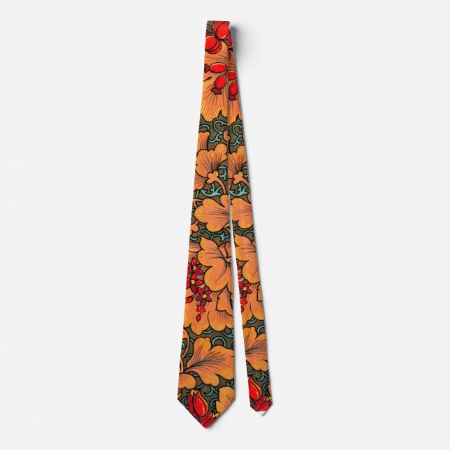 Victorian Floral and Leaf Pattern Nature Art Tie (Front)