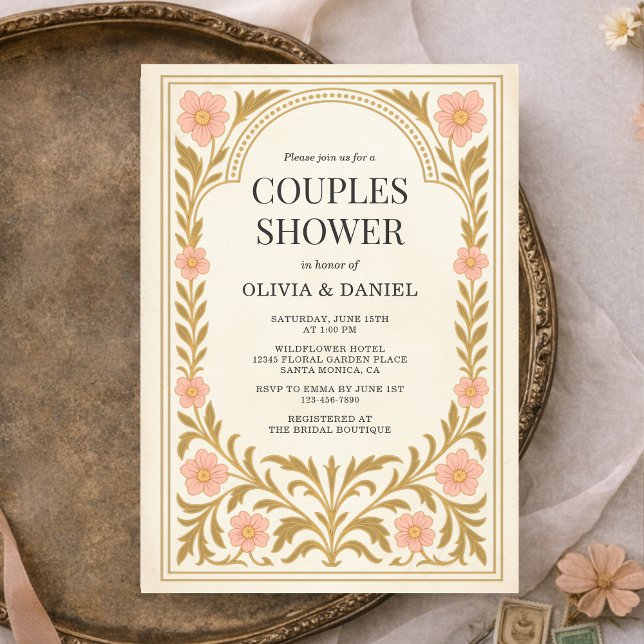 Victorian Floral Art Nouveau Couples Shower Invitation (Creator Uploaded)
