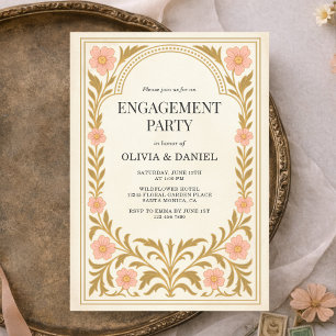 Victorian Floral Art Nouveau Engagement Party Invitation