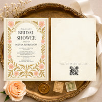 Victorian Floral Art Nouveau QR Code Bridal Shower