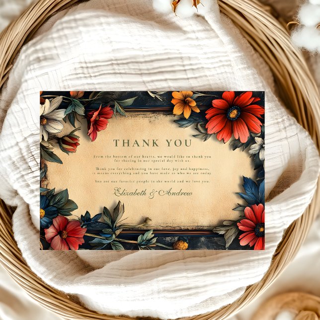 Victorian Floral Art Nouveau Wedding Thank You Card (Creator Uploaded)