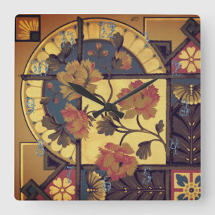 Victorian floral art vintage elegant square wall clock