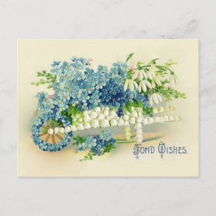 Victorian Floral Barrow Forget Me Nots & Snowdrops Postcard