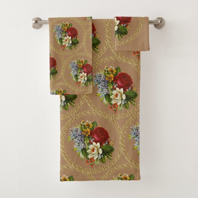 Victorian Floral Bathroom Towel Sets (Insitu)