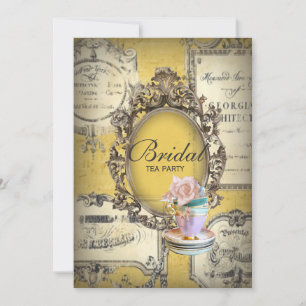 victorian floral botanical bridal shower tea party invitation