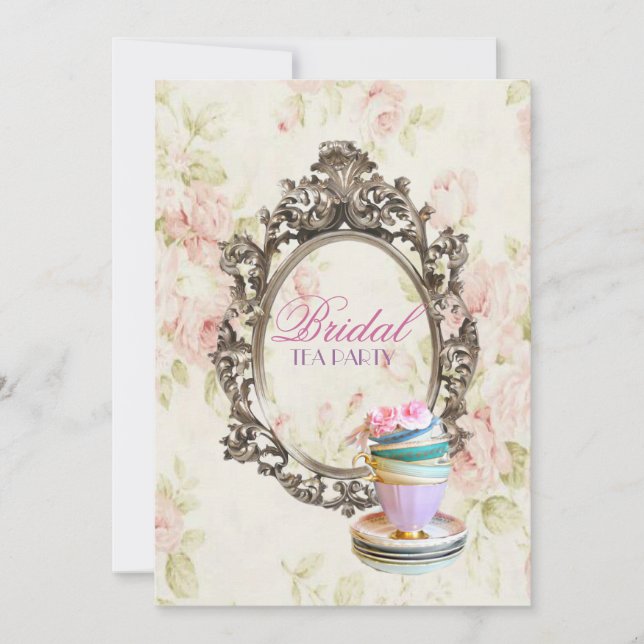victorian floral botanical bridal shower tea party invitation (Front)