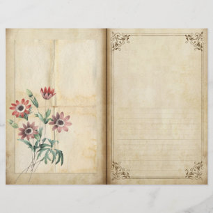 Victorian Floral Botanical Journal Scrapbook Paper