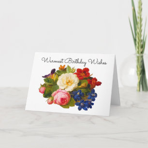 Victorian Floral Bouquet Warmest Birthday Wishes Thank You Card