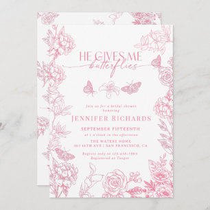 Victorian Floral    Butterflies Bridal Shower  Invitation